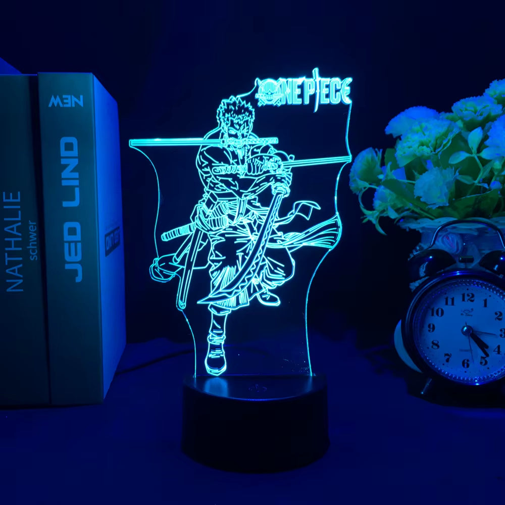 Anime One Piece Wanted Card Action Figures Monkey D Luffy Led Acrylic Stand Nightlight for Kids Child Cool Birthday Gift