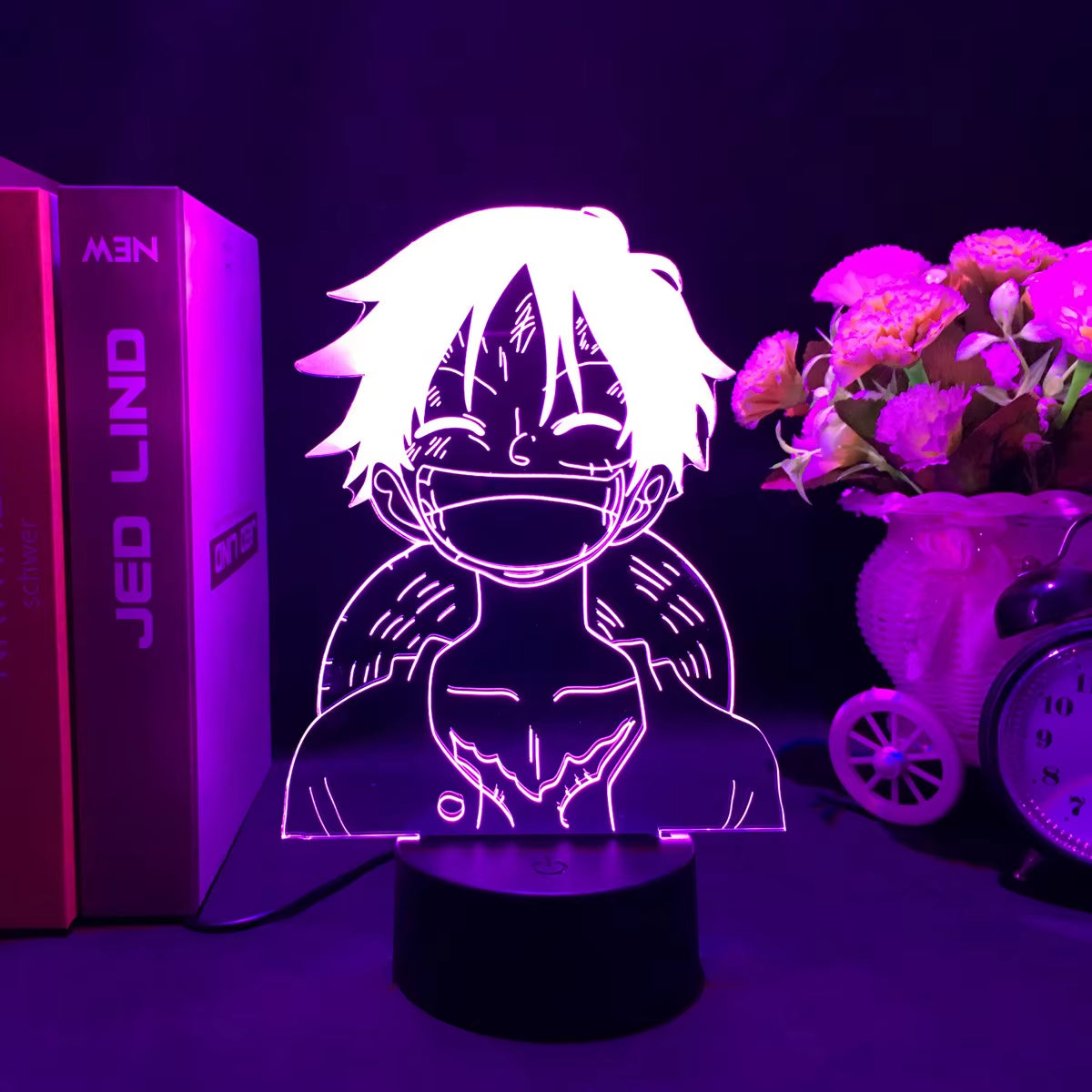 Anime One Piece Wanted Card Action Figures Monkey D Luffy Led Acrylic Stand Nightlight for Kids Child Cool Birthday Gift