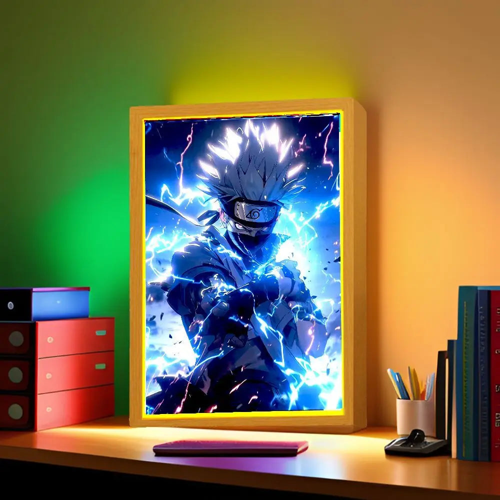 Light Painting Photo Frame Naruto Action Figure Sasuke Gaara Led Night Light Anime Figure Bedroom Decor Christmas Gift Moon Lamp