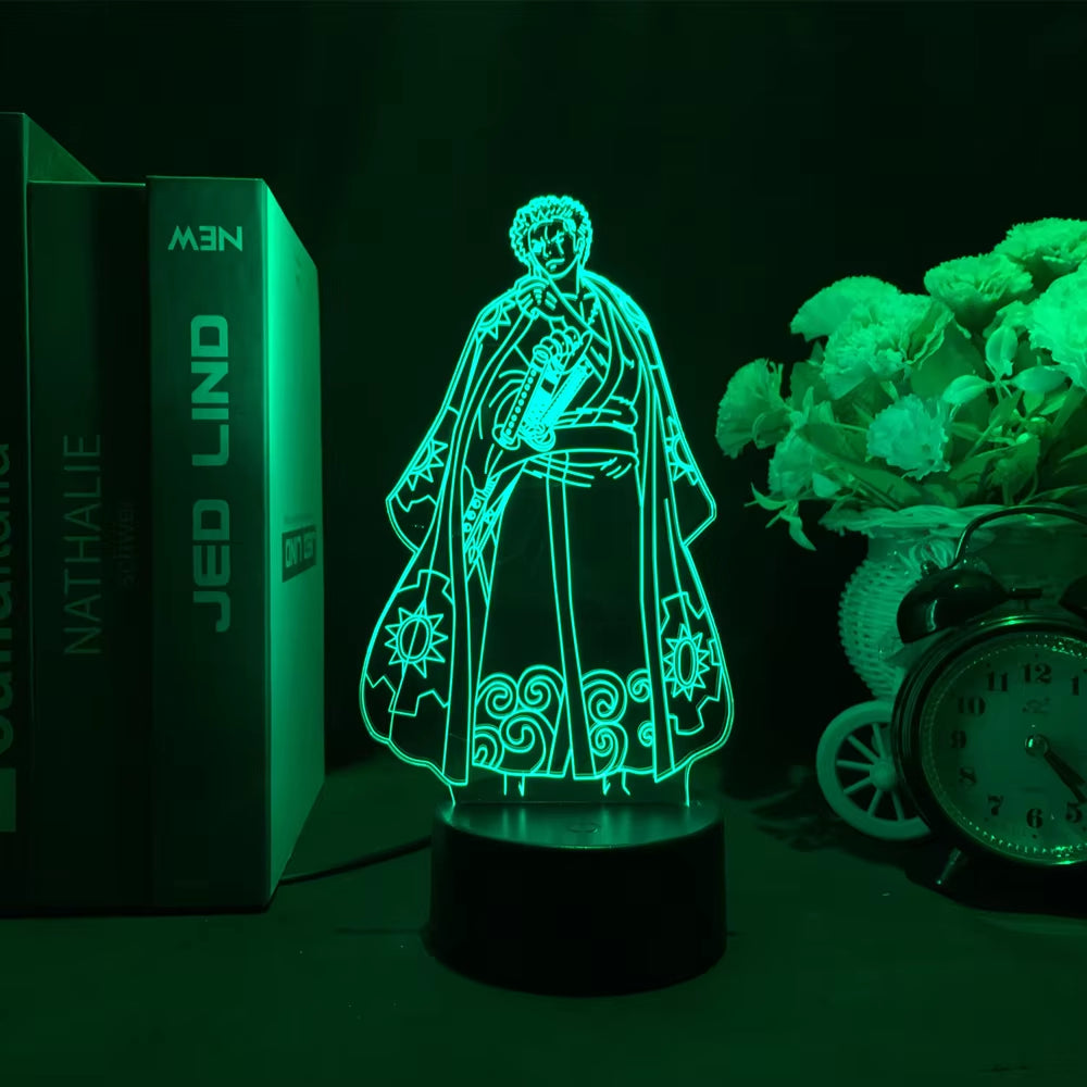 Anime One Piece Wanted Card Action Figures Monkey D Luffy Led Acrylic Stand Nightlight for Kids Child Cool Birthday Gift